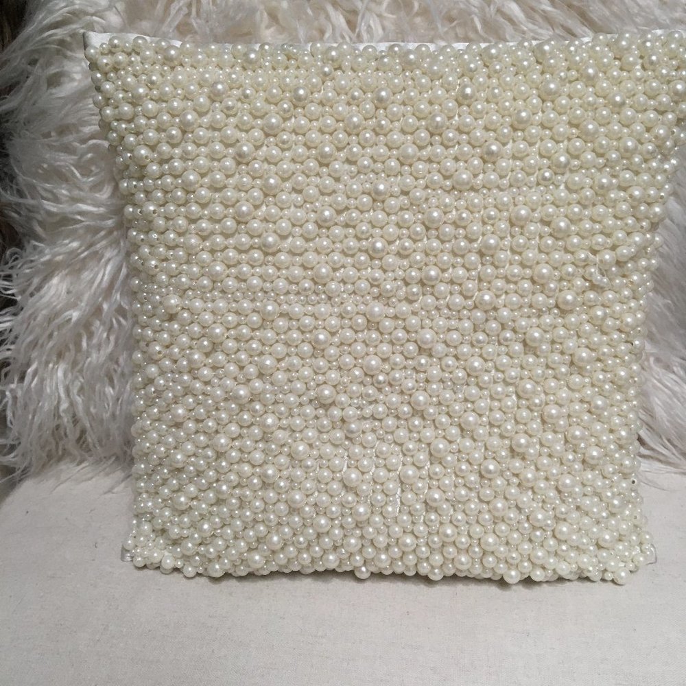 12x12 Pearl Embellished Pillow - Picture 2 of 5